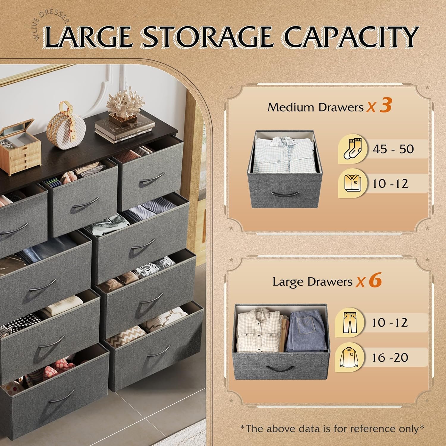 9-Drawer Fabric Dresser Tower – Elegant Bedroom Storage with Modern Design - Image 5